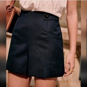 NWT Sezane Rico Shorts Marine Navy Blue Size 40 or US 8